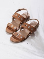 パンチングストラップサンダル/L/ベージュ