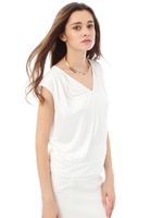 サテンジャージドレープカットソー/ベージュ1(041)