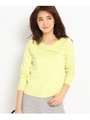 [S]リボン風ネックニットプルオーバー/レモンイエロー(031)