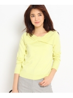 [S]リボン風ネックニットプルオーバー/レモンイエロー(031)