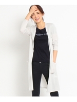 （洗える/UVカット）ポケットつきフライスロングカーディガン/ダークオレンジ(068)