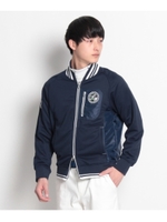 異素材×裏毛ジップカーディガン/ネイビー(093)