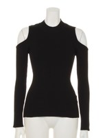 肩開きニットTOPS/ブラック