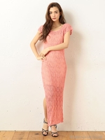 カギ針ロングワンピース/ピンク