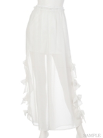 RIBBON CHIFFON WIDE PANTS/WHITE