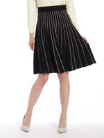 ストライプニットフレアスカート/ブラック