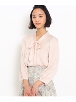 ピンタックボウタイブラウス/ライトベージュ(051)