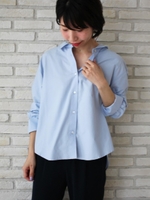 ロングカフスバックスリットシャツ/サックス