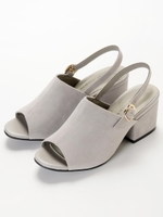 チャンキーヒールサボサンダル/グレー