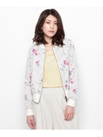 フラワー柄ジャケット/ライトグレー(111)