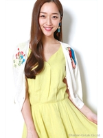 リネン刺繍カーディガン/ネイビー