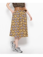 LE GLAZIK サークル柄ミモレ丈スカート/イエロー(532)