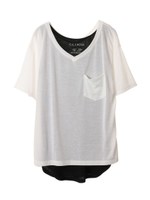 Vネック＆テレコタンクセット(2packパッケージ)/ホワイト*ブラック