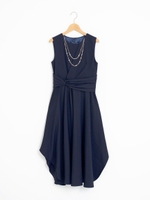 アシメフレアーロングドレス/ネイビー