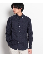 ポプリンドット ボタンダウンシャツ/ネイビー(493)
