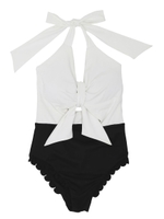 裾スカラップウエストオープンワンピース/BLK