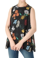 【AZUL by moussy】ボタニカル総柄プリントタンクTee/柄BLK