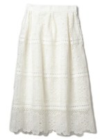 モチーフレースフレアスカート/ホワイト