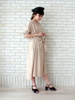 スタンドVネックシャツワンピース/サックス