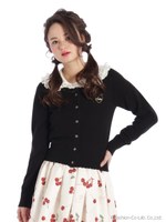 ハートロゴ刺繍カーディガン/ブラック