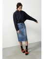 【AZUL by moussy】ミディ丈フロントスリットデニムスカートMOOK番号92086/BLU