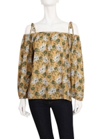 【La】ヴィンテージフラワーオフショルブラウス/ネイビー