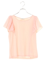 ・シアーチェックスリーブバックリボンプルオーバー/ピンクベージュ