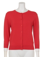 洗えるクルーカーデ[接触冷感]/レッド