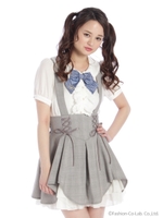 レースアップジャンパードレス/グレー