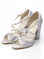 【REZOY】サテンストラップグリッターパンプス/シルバー