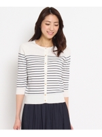 〔洗える〕キラキラボタン6分袖ニットカーディガン/カーキ(027)