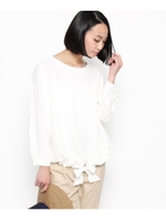 ストレッチジョーゼットUネックブラウス/ベビーピンク(071)