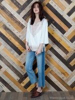 10oz×6ozDENIM リメイクストレートフレイドヘムパンツ/ブリーチ