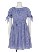 【chille anap】ギンガムチェック袖リボンワンピース/BL