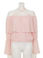 【sw】フリルオフショルカットソー/ピンク