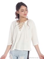 レースアップリブTOPS/CAMEL