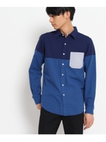 バーズアイバイカラーシャツ/ネイビー(493)