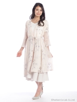 花柄シフォンガウン/ネイビー