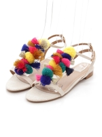 ポンポンフラットサンダル/YELLOW