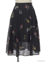 オリジナルメニーフラワー柄スカート/黒