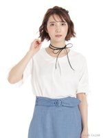 チョーカー付フレア袖BL　2/Bガラ