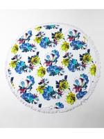 ペイントフラワーラウンドタオル/WHT