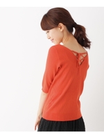 バックレースアップリブニット/レッド(062)