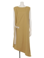 アシンメトリーバックルデザインワンピース/YELLOW