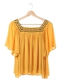 レーヨン楊柳刺繍/TOPS/マスタード