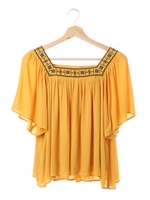 レーヨン楊柳刺繍/TOPS/マスタード