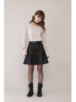 ベルト付台形ミニスカート/デニム