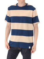 【AZUL by moussy】インディゴワイドボーダークルーネックT/BLU