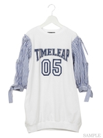 ボリュームストライプスリーブ/ブラック