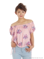 花柄オフショルブラウス/ピンク
